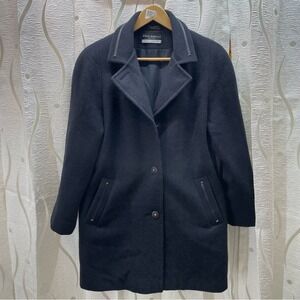 Fen-Nelli Petite Car Coat Womens‎ Petite Navy Blue Excellent Wool Blend Canada
